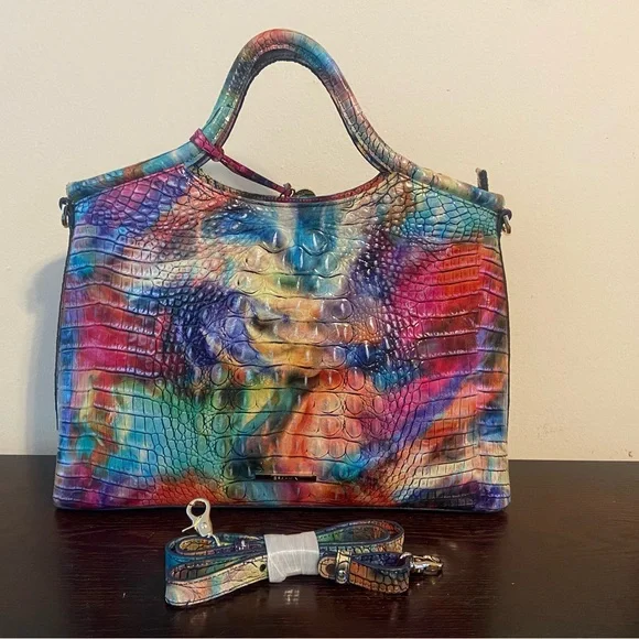 Multicolor Crocodile Embossed Women's Bag - Picture 3 of 6